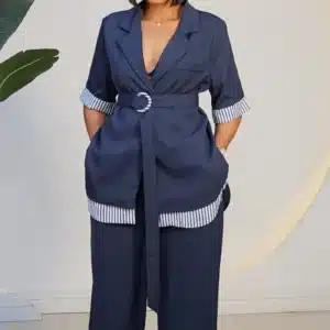 TURN UP STRIPE INNER SHIRT & PANT SET 355 - Image 2