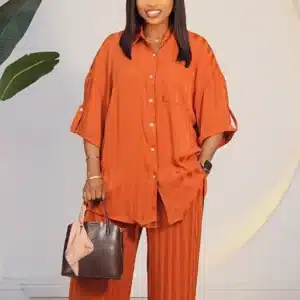 BACK KNOT BOLD STRIPE SHIRT & PANT SET 96052