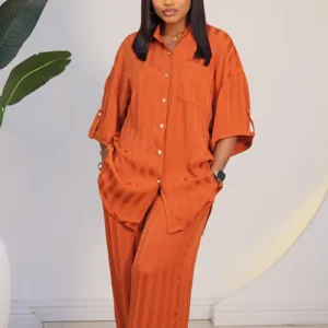 BACK KNOT BOLD STRIPE SHIRT & PANT SET 96052 - Image 5