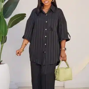 BACK KNOT BOLD STRIPE SHIRT & PANT SET 96052 - Image 7