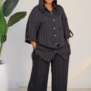 BACK KNOT BOLD STRIPE SHIRT & PANT SET 96052 - Image 3