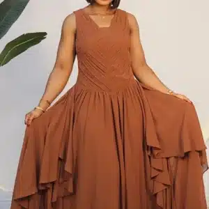CHIFFON DOUBLE SIDE RUFFLE DRESS 9706 - Image 3