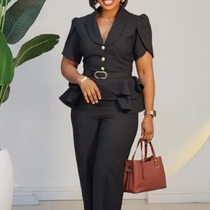 DOUBLE SIDE PEPLUM JUMPSUIT 0606