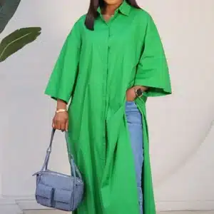 DOUBLE SIDE SLIT BUTTON DOWN SHIRT DRESS 6063 - Image 7
