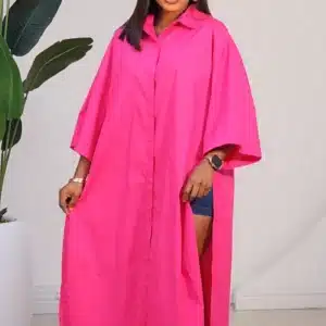DOUBLE SIDE SLIT BUTTON DOWN SHIRT DRESS 6063 - Image 12