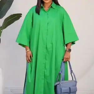 DOUBLE SIDE SLIT BUTTON DOWN SHIRT DRESS 6063 - Image 3