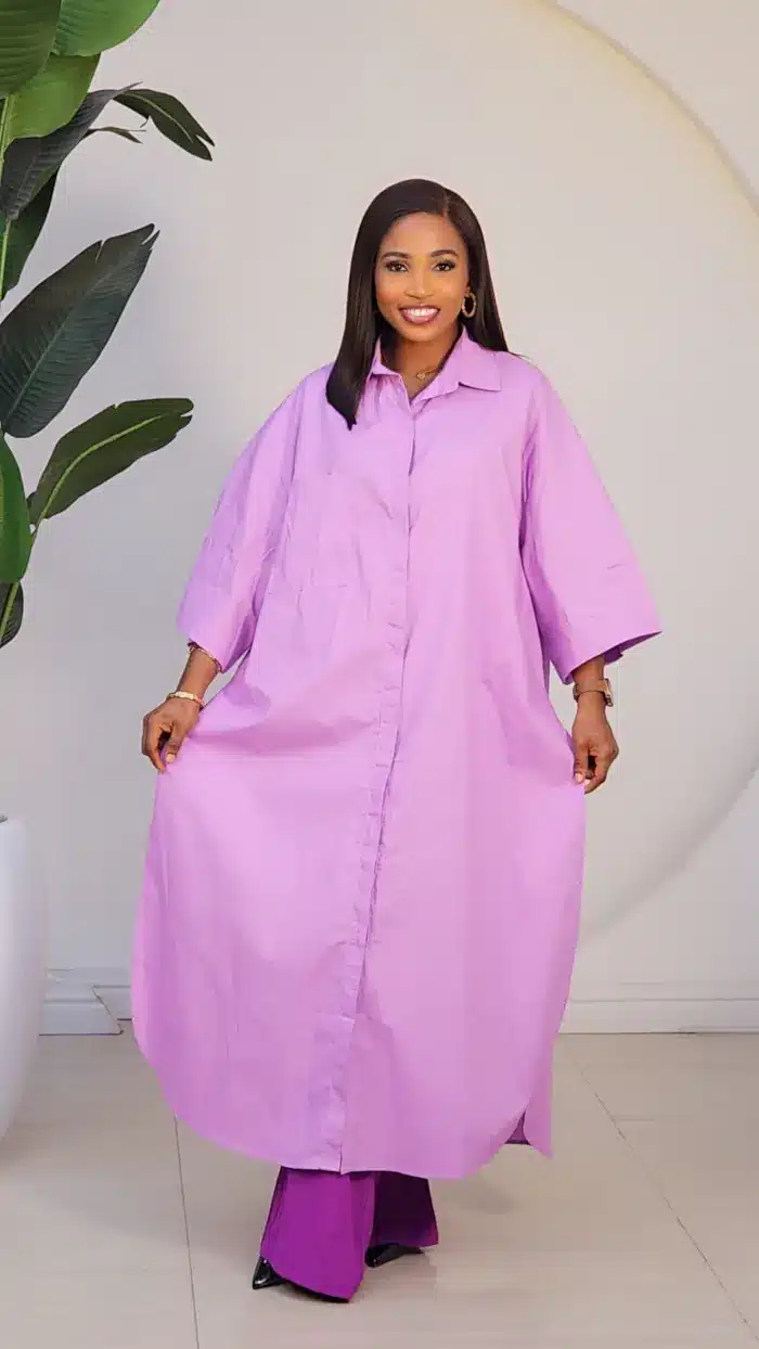 DOUBLE SIDE SLIT BUTTON DOWN SHIRT DRESS 6063
