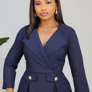 FALSE POCKET PEPLUM MIDI DRESS L871 - Image 4