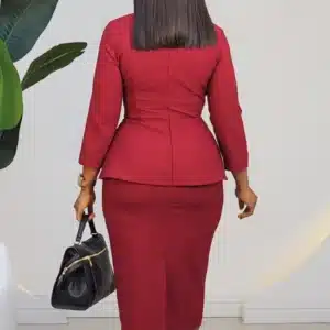 FALSE POCKET PEPLUM MIDI DRESS L871 - Image 5