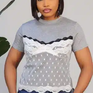 LACE FRONT TSHIRT TOP W265