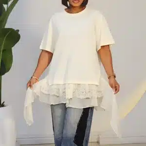 LACE HEM TSHIRT TOP 9109 - Image 4