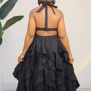 RUFFLE HALTER NECK DRESS 9695 - Image 9