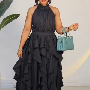 RUFFLE HALTER NECK DRESS 9695 - Image 6