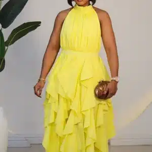 RUFFLE HALTER NECK DRESS 9695 - Image 8