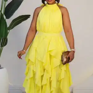 RUFFLE HALTER NECK DRESS 9695 - Image 5
