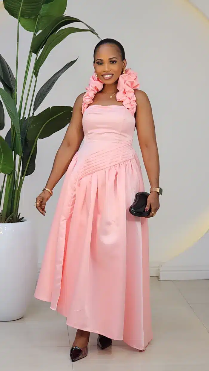 RUFFLE HALTER NECK SKATER DRESS 6197