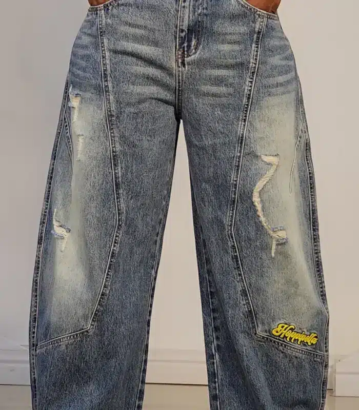 SHREDDED BARREL JEANS 8581