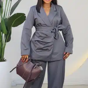 SIDE DETAILED BLAZER & BARREL PANT 1906
