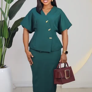 V-NECK KIMONO SLEEVE DRESS L906