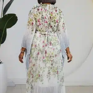 2-TONE PLEAT FLORAL MIYAKI DRESS 1007 - Image 7
