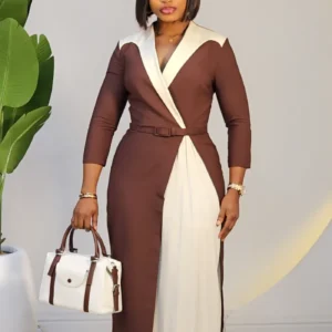 2-TONE THIGH PLEAT DRESS 26015