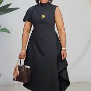 ASYMMETRIC HIGH NECK DRESS 6083 - Image 3