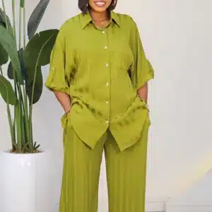 BACK KNOT BOLD STRIPE SHIRT & PANT SET 96052 - Image 2