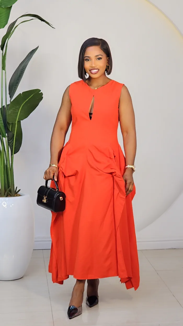 CHEST OPEN DOUBLE SIDE KNOT HEM DRESS 8011