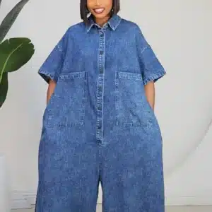 DENIM CHEST POCKET CULOTTE JUMPSUIT 80201 - Image 3