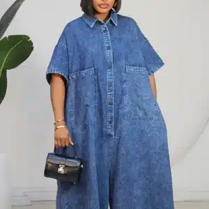 DENIM CHEST POCKET CULOTTE JUMPSUIT 80201 - Image 5
