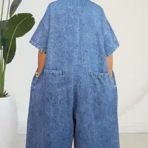 DENIM CHEST POCKET CULOTTE JUMPSUIT 80201 - Image 7