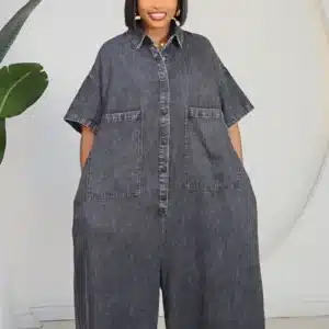 DENIM CHEST POCKET CULOTTE JUMPSUIT 80201 - Image 4