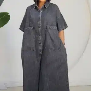 DENIM CHEST POCKET CULOTTE JUMPSUIT 80201 - Image 2
