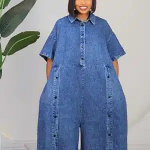DENIM TIGHT BUTTON CULOTTE JUMPSUIT 81052