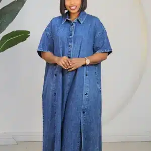 DENIM TIGHT BUTTON CULOTTE JUMPSUIT 81052 - Image 3