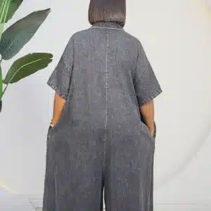 DENIM TIGHT BUTTON CULOTTE JUMPSUIT 81052 - Image 6