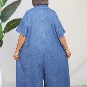 DENIM TIGHT BUTTON CULOTTE JUMPSUIT 81052 - Image 5