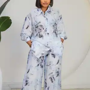 FLORAL EMBELISHED STUD SHIRT & PANT SET 81828