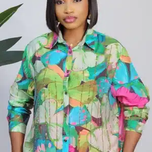 FLORAL FRONT STUD SHIRT Y598 - Image 3