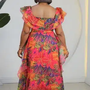 FLORAL RUFFLE OFF SHOULDER MAXI DRESS 9219 - Image 3