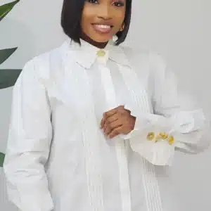 FRONT PLEAT TRIPLE BUTTON WRIST SHIRT 52577