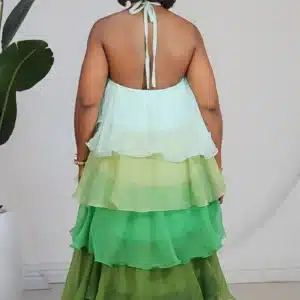 HALTER NECK MULTICOLOUR LAYERS MAXI DRESS 9223 - Image 6