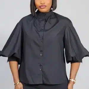 HIGH NECK PUFF SLEEVE TOP 7747 - Image 4