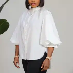 HIGH NECK PUFF SLEEVE TOP 7747 - Image 3