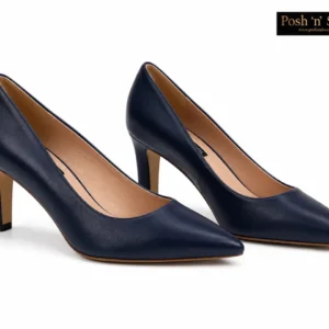 LEATHER COURT KITTEN HEEL SHOE 0907 - Image 4