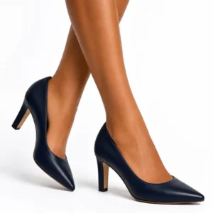 LEATHER COURT KITTEN HEEL SHOE 0907 - Image 3