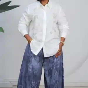 LINEN EMBELLISHED FRONT SHIRT 8805 - Image 5