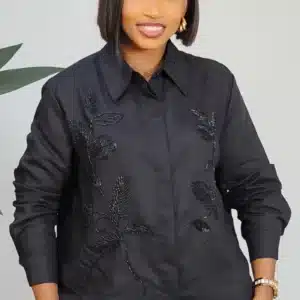 LINEN EMBELLISHED FRONT SHIRT 8805 - Image 3