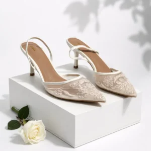 MESH FLORAL STUD TOP SLING BACK SANDALS 1432-2 - Image 3