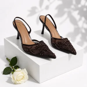 MESH FLORAL STUD TOP SLING BACK SANDALS 1432-2 - Image 6
